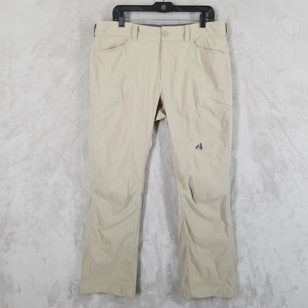 Eddie Bauer First Ascent Pants Men 35x27.5 Beige Hiking Cargo Performance Khakis